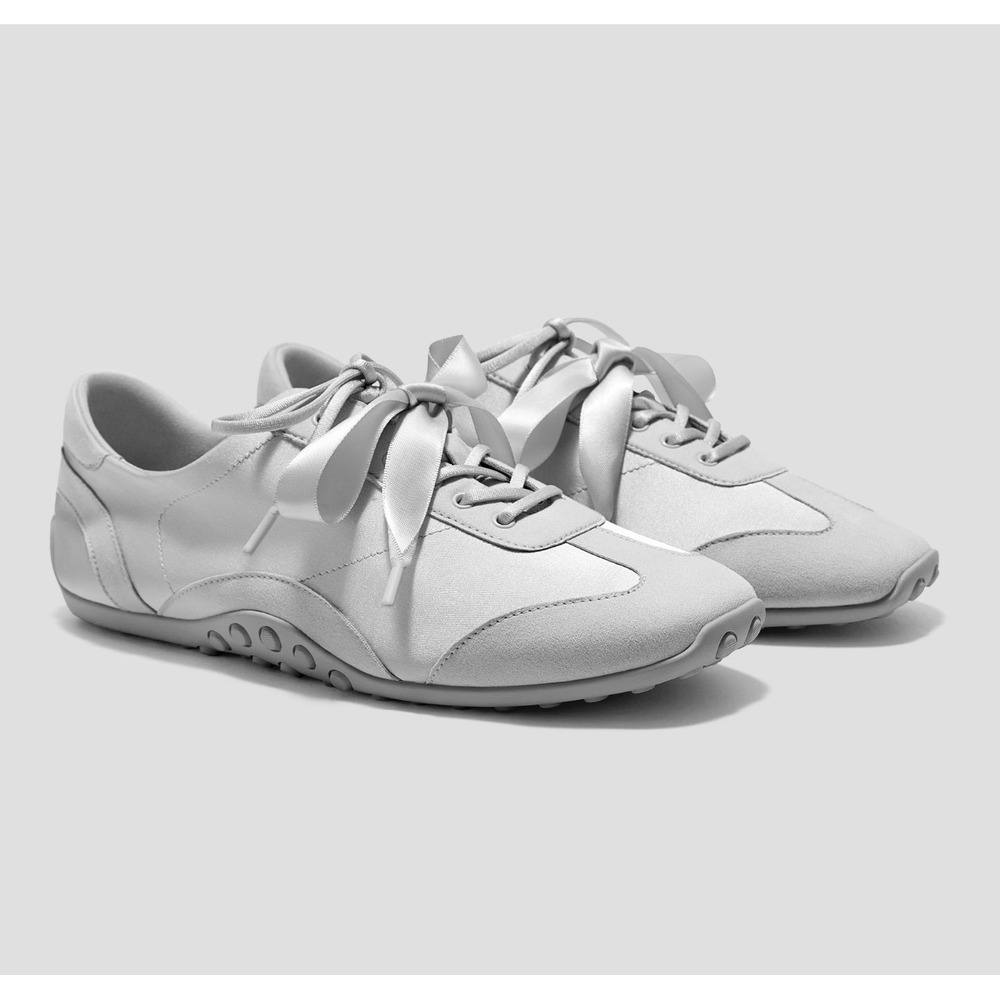 VIVAIA Carol Sneakerina Square Toe Comfort Walking Shoes Silver Satin Sz 8 EU39